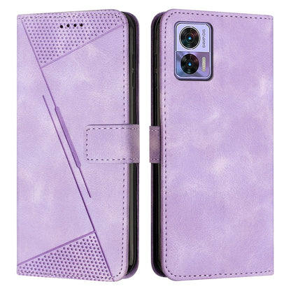 Motorola Edge 30 Lite Dream Triangle Leather Wallet Phone Case with Lanyard, Card Slot, Cash Compartment, Foldable Kickstand, Shockproof PU TPU Protective Cover