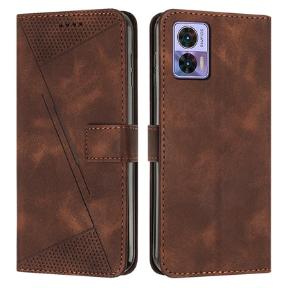 Motorola Edge 30 Lite Dream Triangle Leather Wallet Phone Case with Lanyard, Card Slot, Cash Compartment, Foldable Kickstand, Shockproof PU TPU Protective Cover