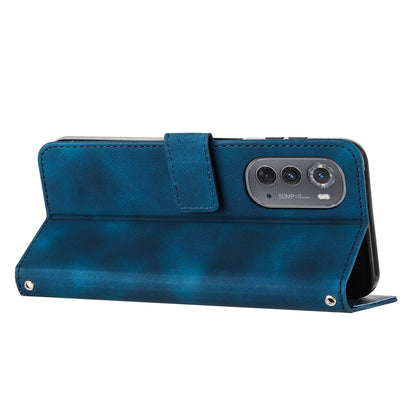 Motorola Edge 2022 Dream Triangle Leather Wallet Phone Case with Lanyard, Card Slot, Cash Compartment, Foldable Kickstand, Shockproof PU TPU Protective Cover