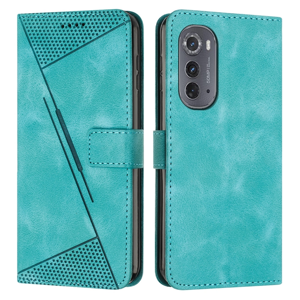 Motorola Edge 2022 Dream Triangle Leather Wallet Phone Case with Lanyard, Card Slot, Cash Compartment, Foldable Kickstand, Shockproof PU TPU Protective Cover