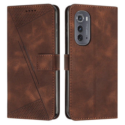 Motorola Edge 2022 Dream Triangle Leather Wallet Phone Case with Lanyard, Card Slot, Cash Compartment, Foldable Kickstand, Shockproof PU TPU Protective Cover