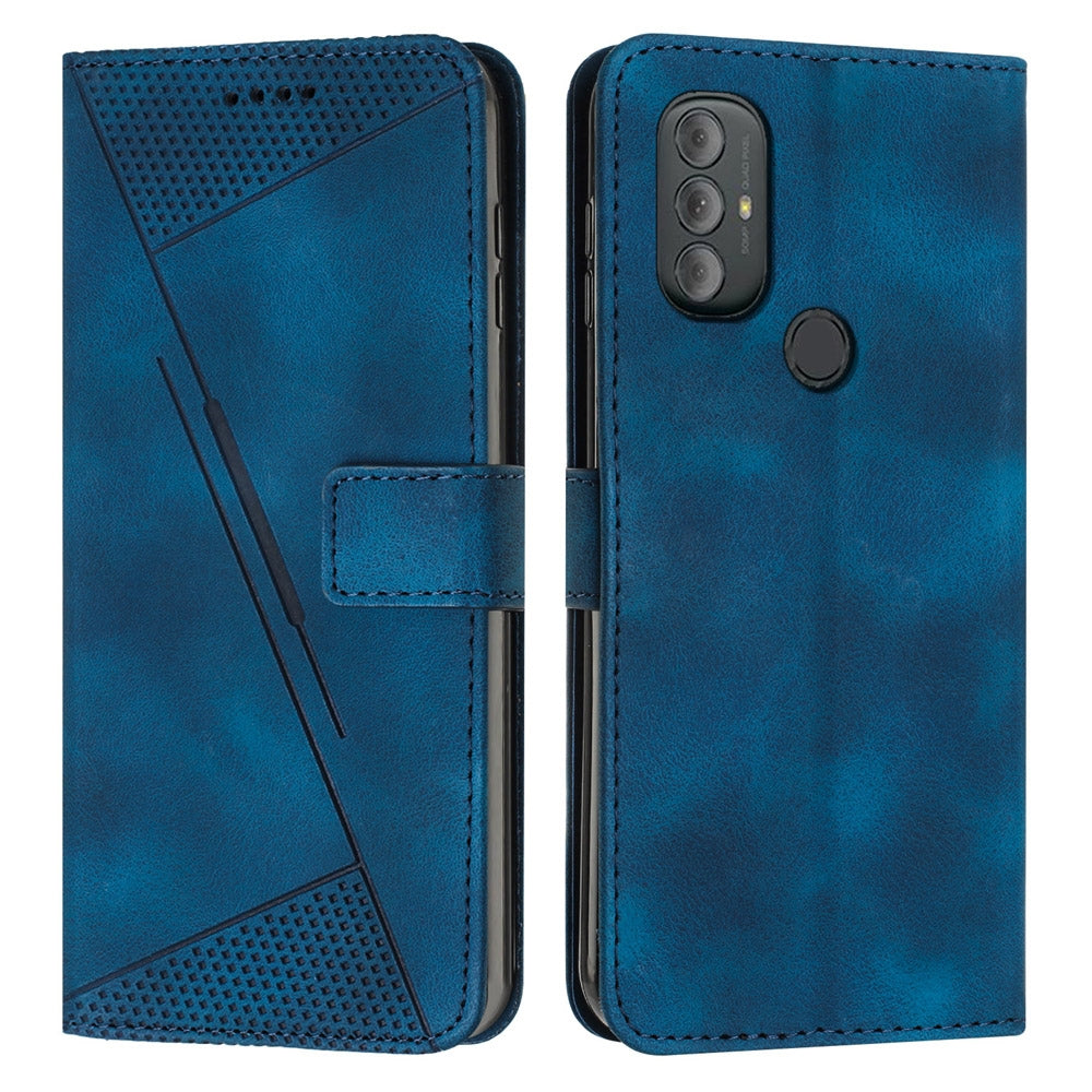 Motorola Moto G Play 2023 Dream Triangle Leather Wallet Phone Case with Lanyard, Card Slot, Cash Compartment, Foldable Kickstand, Shockproof PU TPU Protective Cover