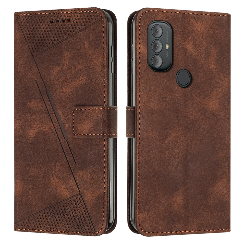 Motorola Moto G Play 2023 Dream Triangle Leather Wallet Phone Case with Lanyard, Card Slot, Cash Compartment, Foldable Kickstand, Shockproof PU TPU Protective Cover