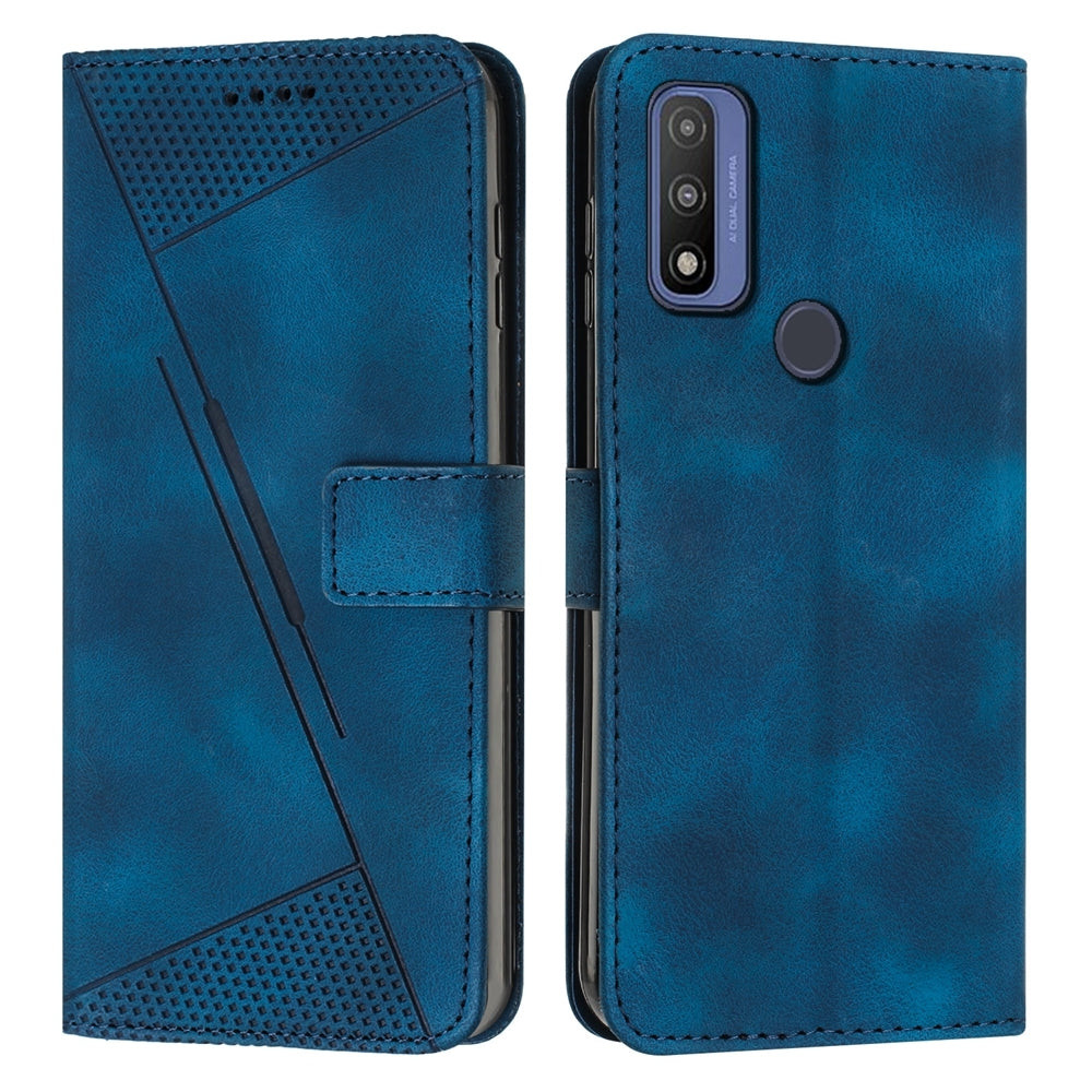 Motorola G Pure Dream Triangle Leather Wallet Phone Case with Lanyard, Card Slot, Cash Compartment, Foldable Kickstand, Shockproof PU TPU Protective Cover