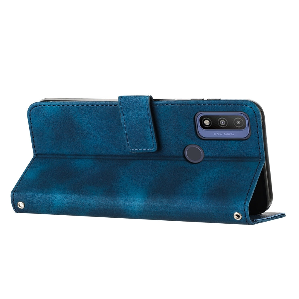 Motorola G Pure Dream Triangle Leather Wallet Phone Case with Lanyard, Card Slot, Cash Compartment, Foldable Kickstand, Shockproof PU TPU Protective Cover
