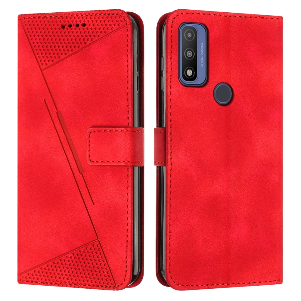 Motorola G Pure Dream Triangle Leather Wallet Phone Case with Lanyard, Card Slot, Cash Compartment, Foldable Kickstand, Shockproof PU TPU Protective Cover