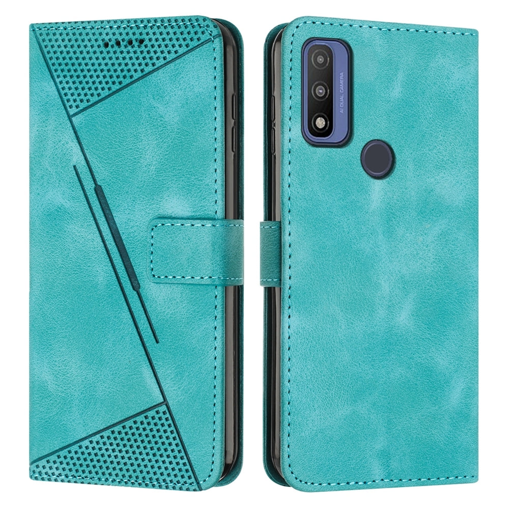 Motorola G Pure Dream Triangle Leather Wallet Phone Case with Lanyard, Card Slot, Cash Compartment, Foldable Kickstand, Shockproof PU TPU Protective Cover