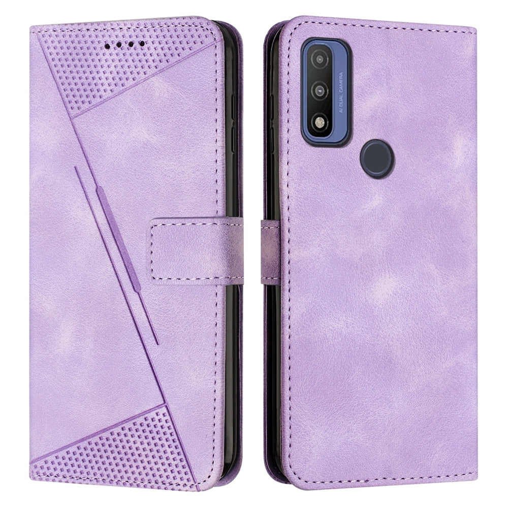 Motorola G Pure Dream Triangle Leather Wallet Phone Case with Lanyard, Card Slot, Cash Compartment, Foldable Kickstand, Shockproof PU TPU Protective Cover