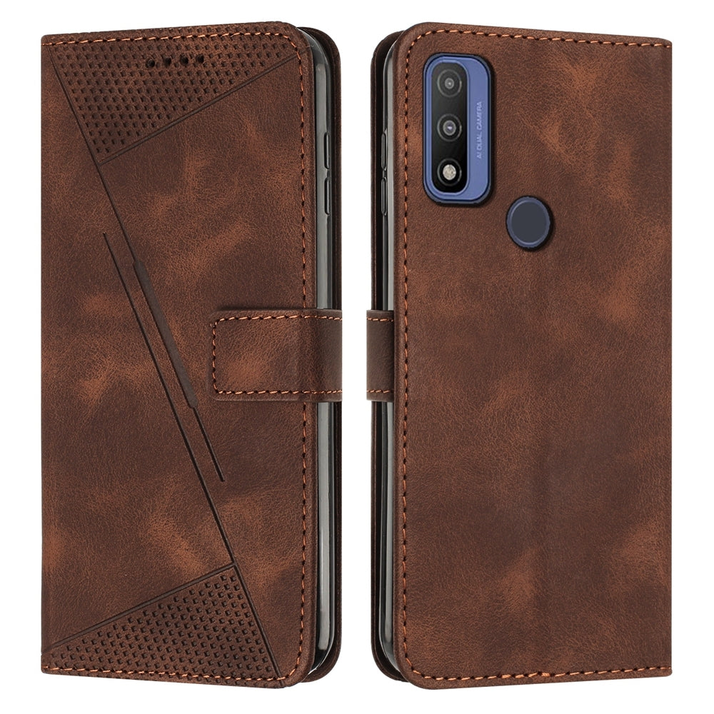 Motorola G Pure Dream Triangle Leather Wallet Phone Case with Lanyard, Card Slot, Cash Compartment, Foldable Kickstand, Shockproof PU TPU Protective Cover