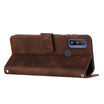 Motorola G Pure Dream Triangle Leather Wallet Phone Case with Lanyard, Card Slot, Cash Compartment, Foldable Kickstand, Shockproof PU TPU Protective Cover