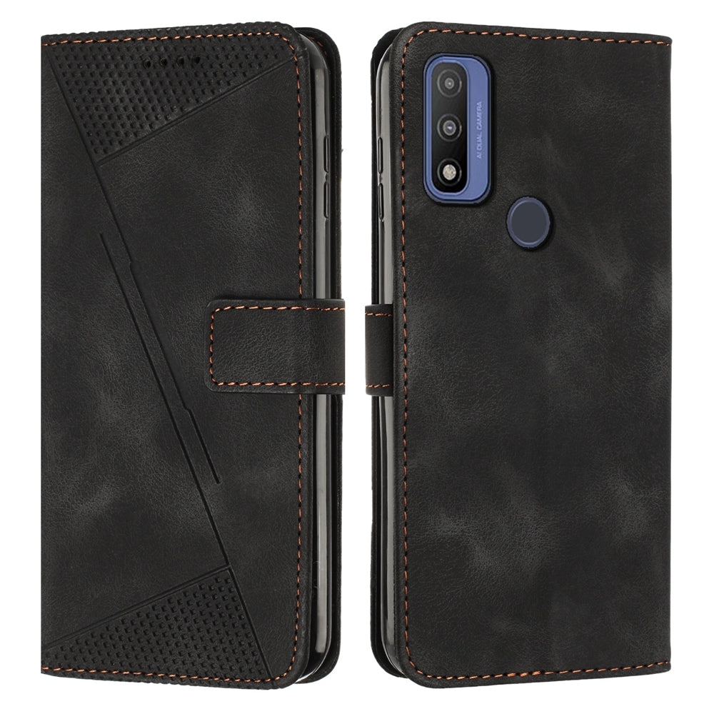 Motorola G Pure Dream Triangle Leather Wallet Phone Case with Lanyard, Card Slot, Cash Compartment, Foldable Kickstand, Shockproof PU TPU Protective Cover