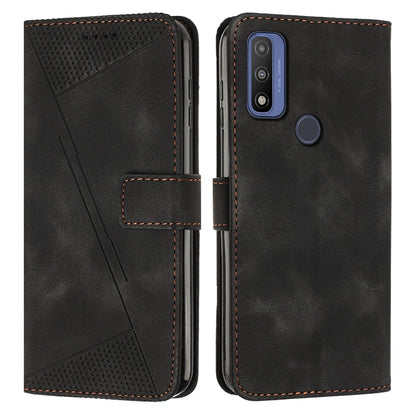 Motorola G Pure Dream Triangle Leather Wallet Phone Case with Lanyard, Card Slot, Cash Compartment, Foldable Kickstand, Shockproof PU TPU Protective Cover