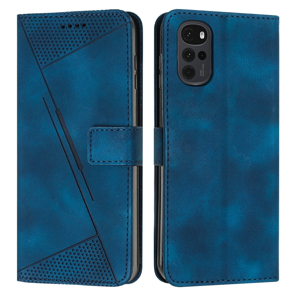 Motorola Moto G22 Dream Triangle Leather Wallet Phone Case with Lanyard, Card Slot, Cash Compartment, Foldable Kickstand, Shockproof PU TPU Protective Cover