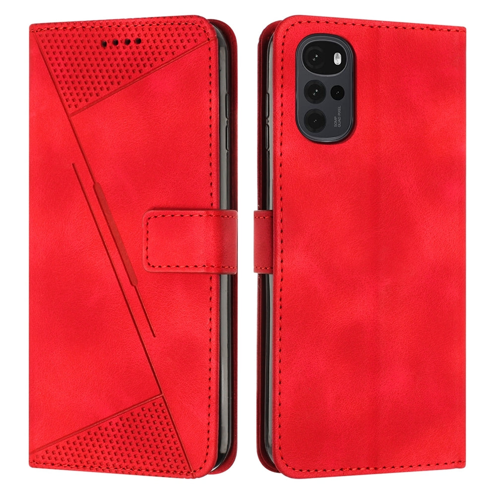 Motorola Moto G22 Dream Triangle Leather Wallet Phone Case with Lanyard, Card Slot, Cash Compartment, Foldable Kickstand, Shockproof PU TPU Protective Cover