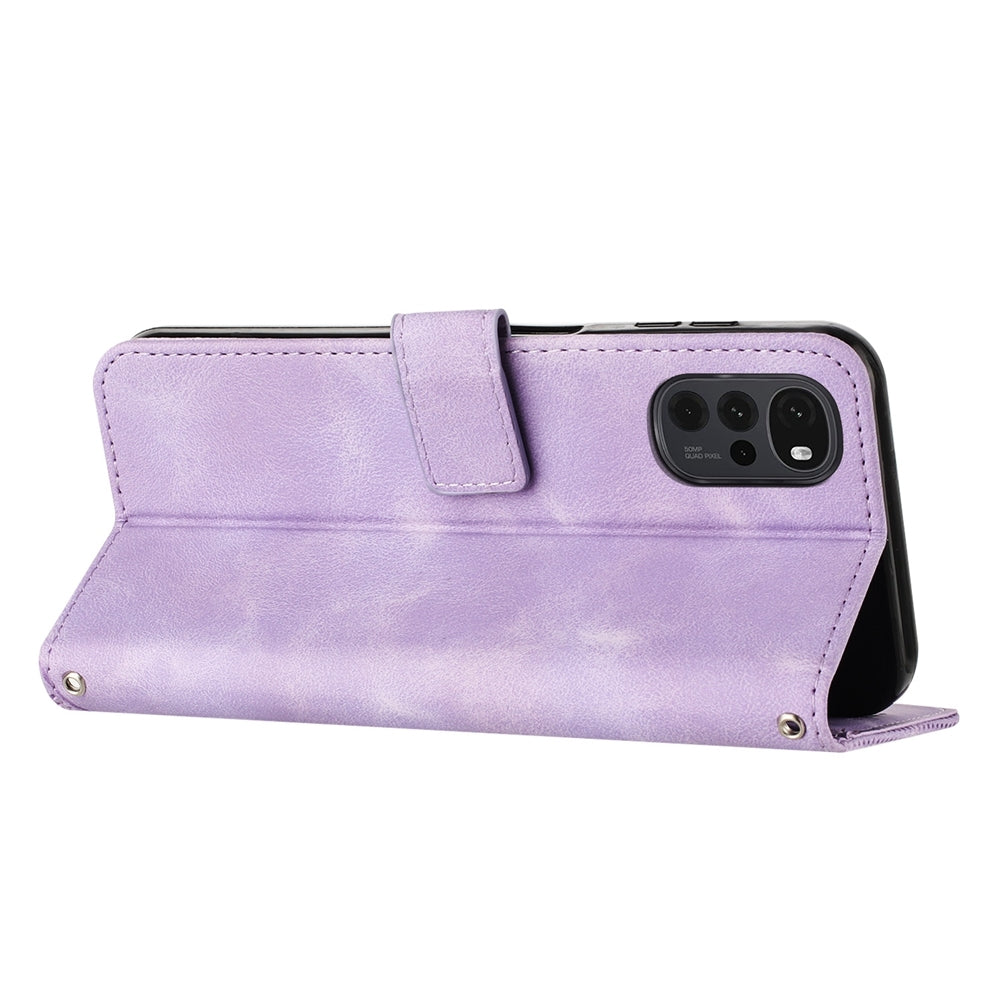 Motorola Moto G22 Dream Triangle Leather Wallet Phone Case with Lanyard, Card Slot, Cash Compartment, Foldable Kickstand, Shockproof PU TPU Protective Cover
