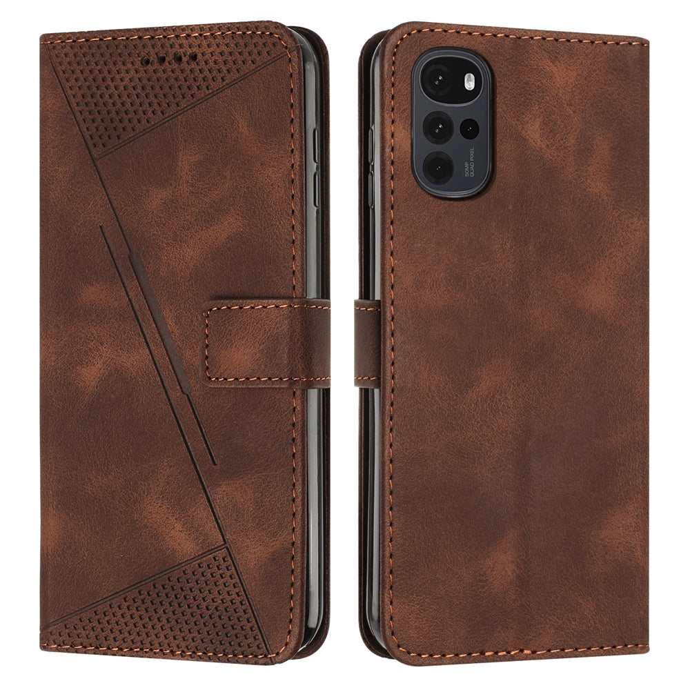 Motorola Moto G22 Dream Triangle Leather Wallet Phone Case with Lanyard, Card Slot, Cash Compartment, Foldable Kickstand, Shockproof PU TPU Protective Cover