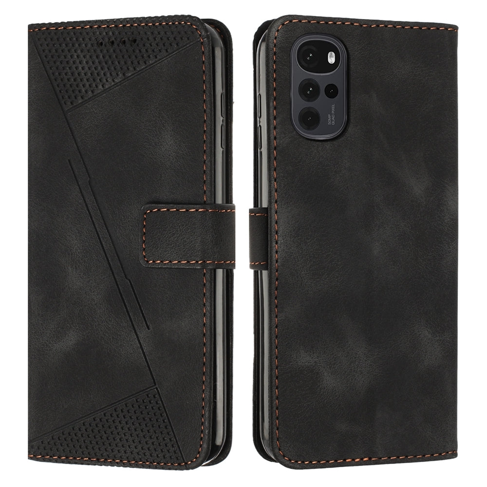 Motorola Moto G22 Dream Triangle Leather Wallet Phone Case with Lanyard, Card Slot, Cash Compartment, Foldable Kickstand, Shockproof PU TPU Protective Cover