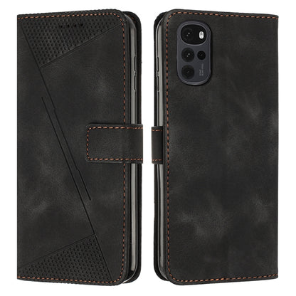 Motorola Moto G22 Dream Triangle Leather Wallet Phone Case with Lanyard, Card Slot, Cash Compartment, Foldable Kickstand, Shockproof PU TPU Protective Cover