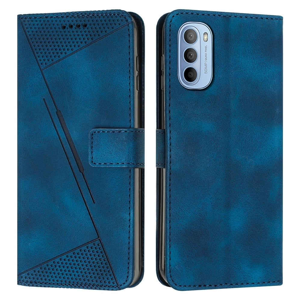 Motorola Moto G31 Dream Triangle Leather Wallet Phone Case with Lanyard, Card Slot, Cash Compartment, Foldable Kickstand, Shockproof PU TPU Protective Cover