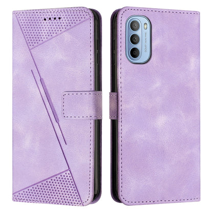 Motorola Moto G31 Dream Triangle Leather Wallet Phone Case with Lanyard, Card Slot, Cash Compartment, Foldable Kickstand, Shockproof PU TPU Protective Cover