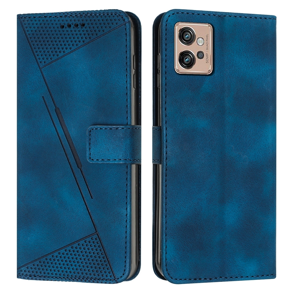 Motorola Moto G32 Dream Triangle Leather Wallet Phone Case with Lanyard, Card Slot, Cash Compartment, Foldable Kickstand, Shockproof PU TPU Protective Cover