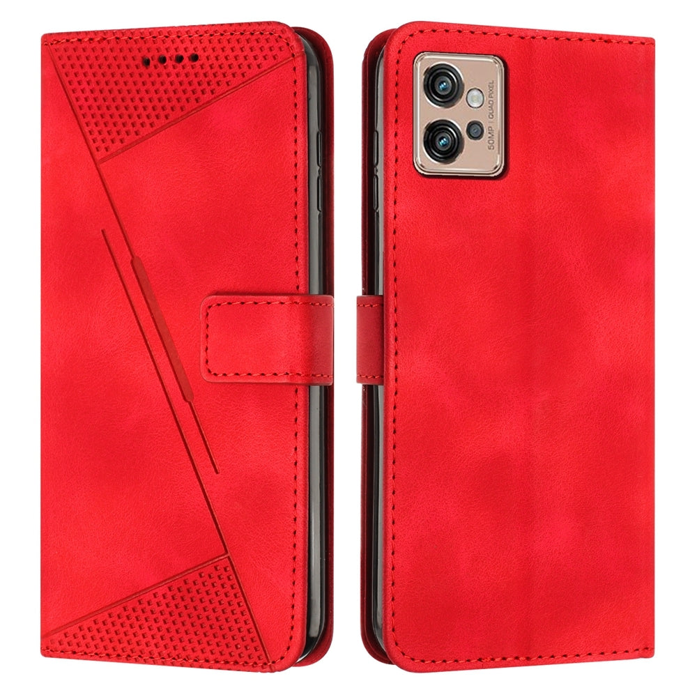 Motorola Moto G32 Dream Triangle Leather Wallet Phone Case with Lanyard, Card Slot, Cash Compartment, Foldable Kickstand, Shockproof PU TPU Protective Cover