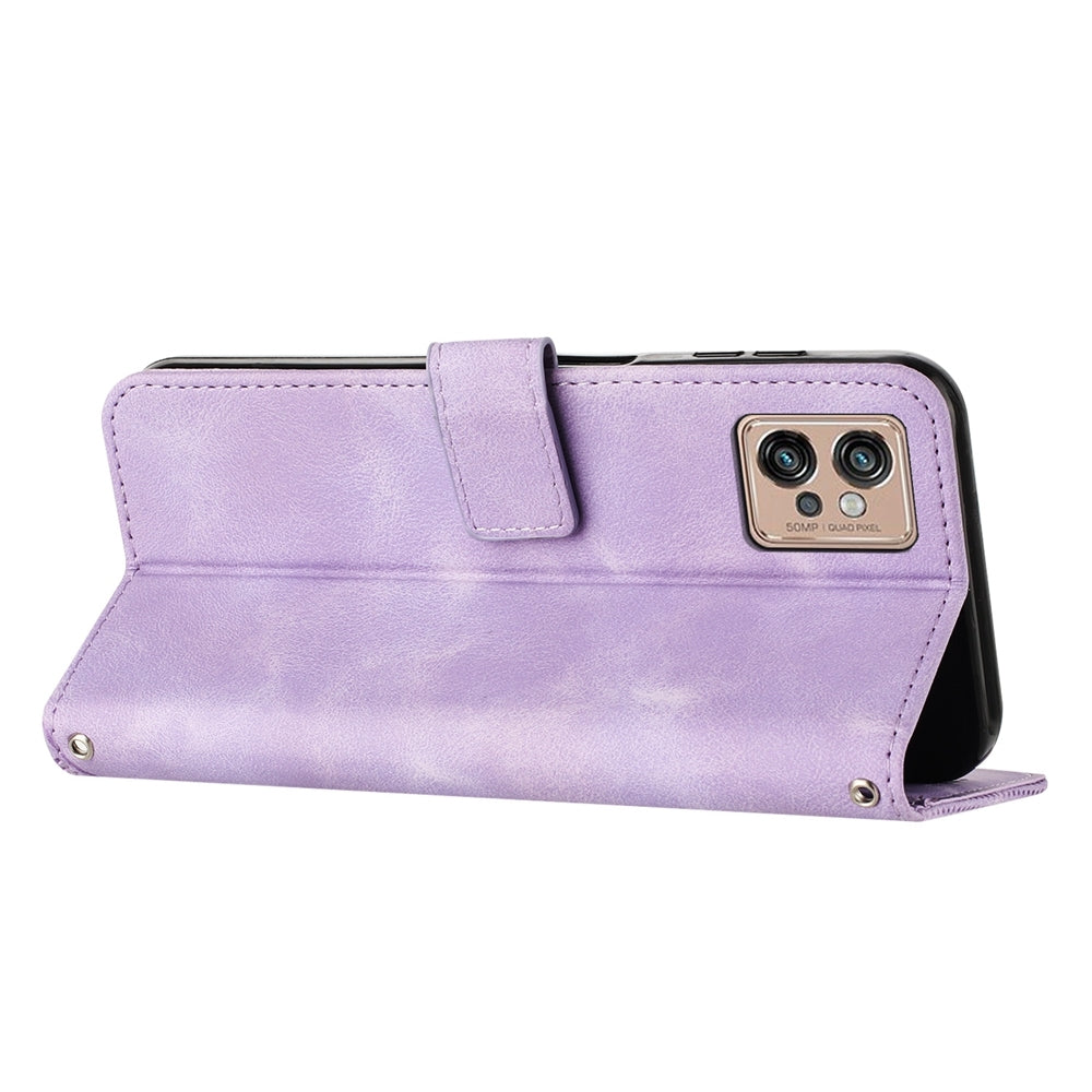Motorola Moto G32 Dream Triangle Leather Wallet Phone Case with Lanyard, Card Slot, Cash Compartment, Foldable Kickstand, Shockproof PU TPU Protective Cover