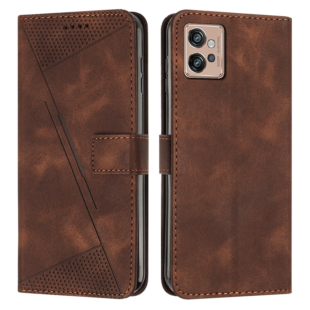 Motorola Moto G32 Dream Triangle Leather Wallet Phone Case with Lanyard, Card Slot, Cash Compartment, Foldable Kickstand, Shockproof PU TPU Protective Cover