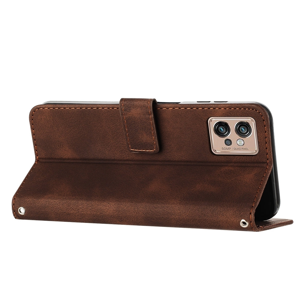 Motorola Moto G32 Dream Triangle Leather Wallet Phone Case with Lanyard, Card Slot, Cash Compartment, Foldable Kickstand, Shockproof PU TPU Protective Cover