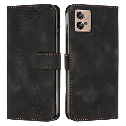 Motorola Moto G32 Dream Triangle Leather Wallet Phone Case with Lanyard, Card Slot, Cash Compartment, Foldable Kickstand, Shockproof PU TPU Protective Cover