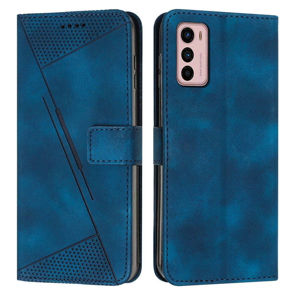 Motorola Moto G42 Dream Triangle Leather Wallet Phone Case with Lanyard, Card Slot, Cash Compartment, Foldable Kickstand, Shockproof PU TPU Protective Cover