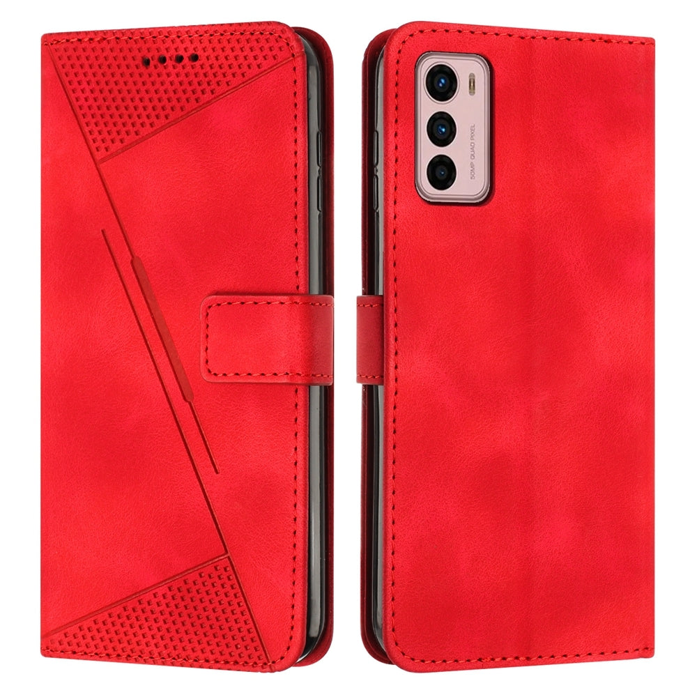 Motorola Moto G42 Dream Triangle Leather Wallet Phone Case with Lanyard, Card Slot, Cash Compartment, Foldable Kickstand, Shockproof PU TPU Protective Cover