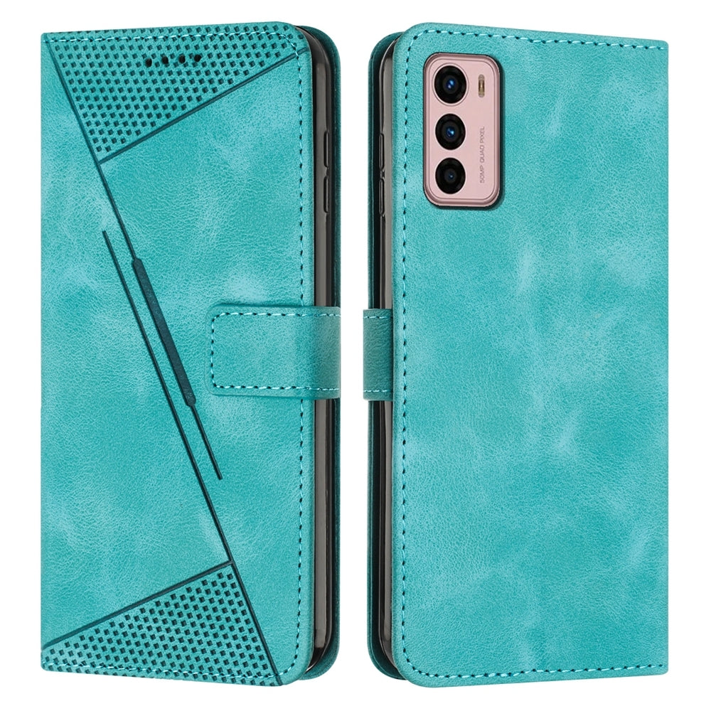 Motorola Moto G42 Dream Triangle Leather Wallet Phone Case with Lanyard, Card Slot, Cash Compartment, Foldable Kickstand, Shockproof PU TPU Protective Cover