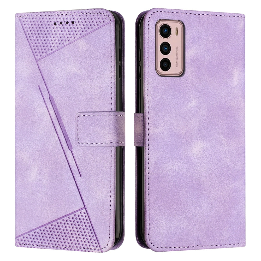 Motorola Moto G42 Dream Triangle Leather Wallet Phone Case with Lanyard, Card Slot, Cash Compartment, Foldable Kickstand, Shockproof PU TPU Protective Cover