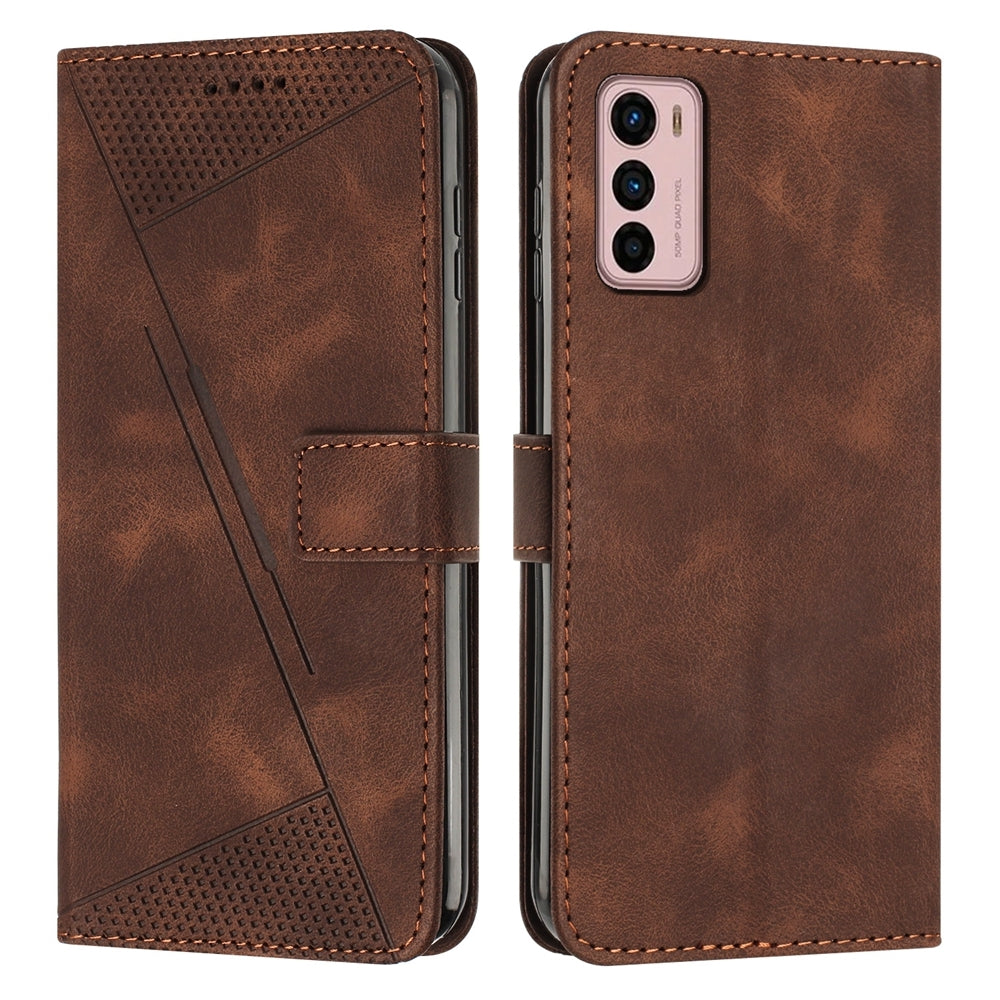Motorola Moto G42 Dream Triangle Leather Wallet Phone Case with Lanyard, Card Slot, Cash Compartment, Foldable Kickstand, Shockproof PU TPU Protective Cover