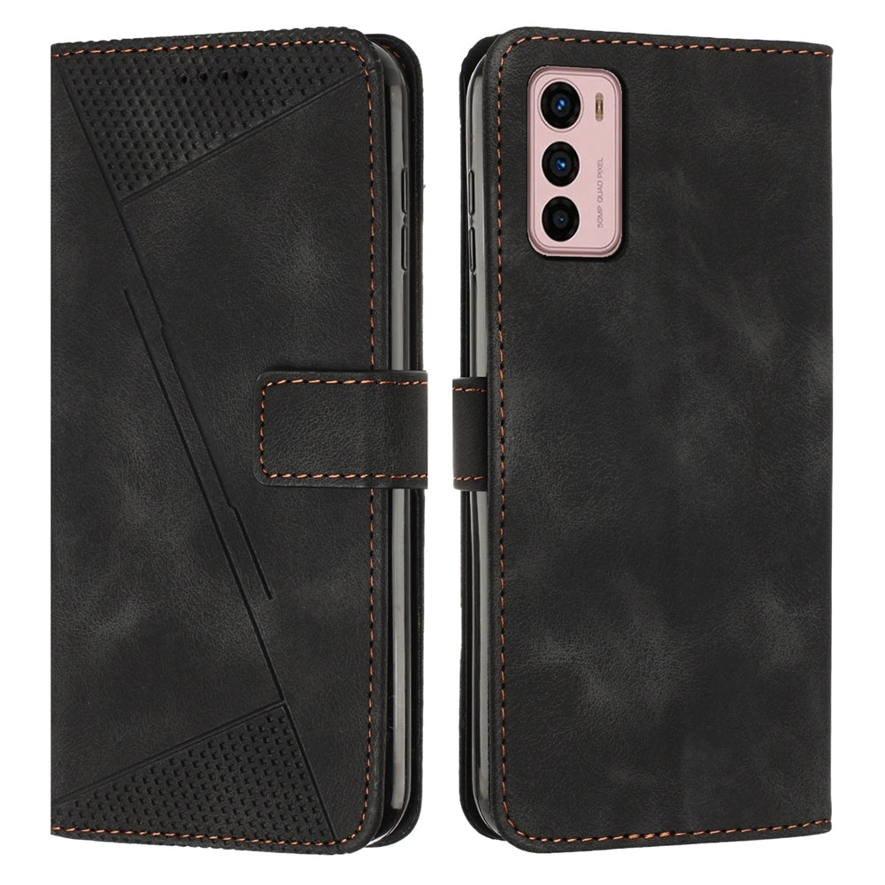 Motorola Moto G42 Dream Triangle Leather Wallet Phone Case with Lanyard, Card Slot, Cash Compartment, Foldable Kickstand, Shockproof PU TPU Protective Cover