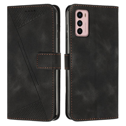Motorola Moto G42 Dream Triangle Leather Wallet Phone Case with Lanyard, Card Slot, Cash Compartment, Foldable Kickstand, Shockproof PU TPU Protective Cover