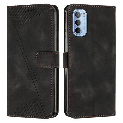 Motorola Moto G52 Dream Triangle Leather Wallet Phone Case with Lanyard, Card Slot, Cash Compartment, Foldable Kickstand, Shockproof PU TPU Protective Cover