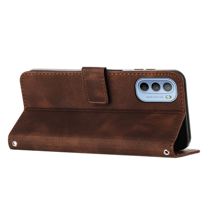 Motorola Moto G52J JP Version Dream Triangle Leather Wallet Phone Case with Lanyard, Card Slot, Cash Compartment, Foldable Kickstand, Shockproof PU TPU Protective Cover
