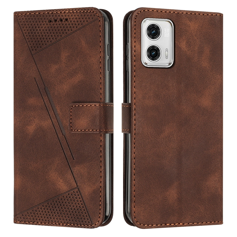 Motorola Moto G53 Dream Triangle Leather Wallet Phone Case with Lanyard, Card Slot, Cash Compartment, Foldable Kickstand, Shockproof PU TPU Protective Cover