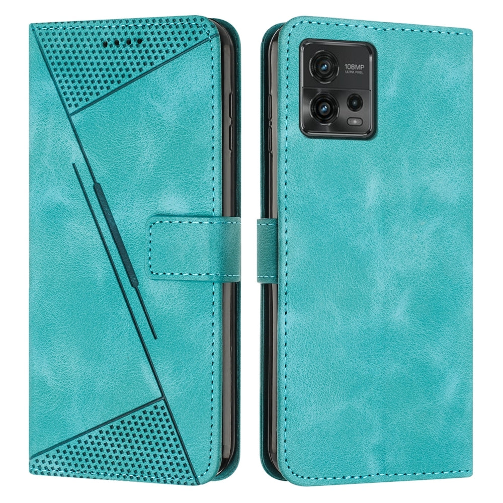 Motorola Moto G72 Dream Triangle Leather Wallet Phone Case with Lanyard, Card Slot, Cash Compartment, Foldable Kickstand, Shockproof PU TPU Protective Cover