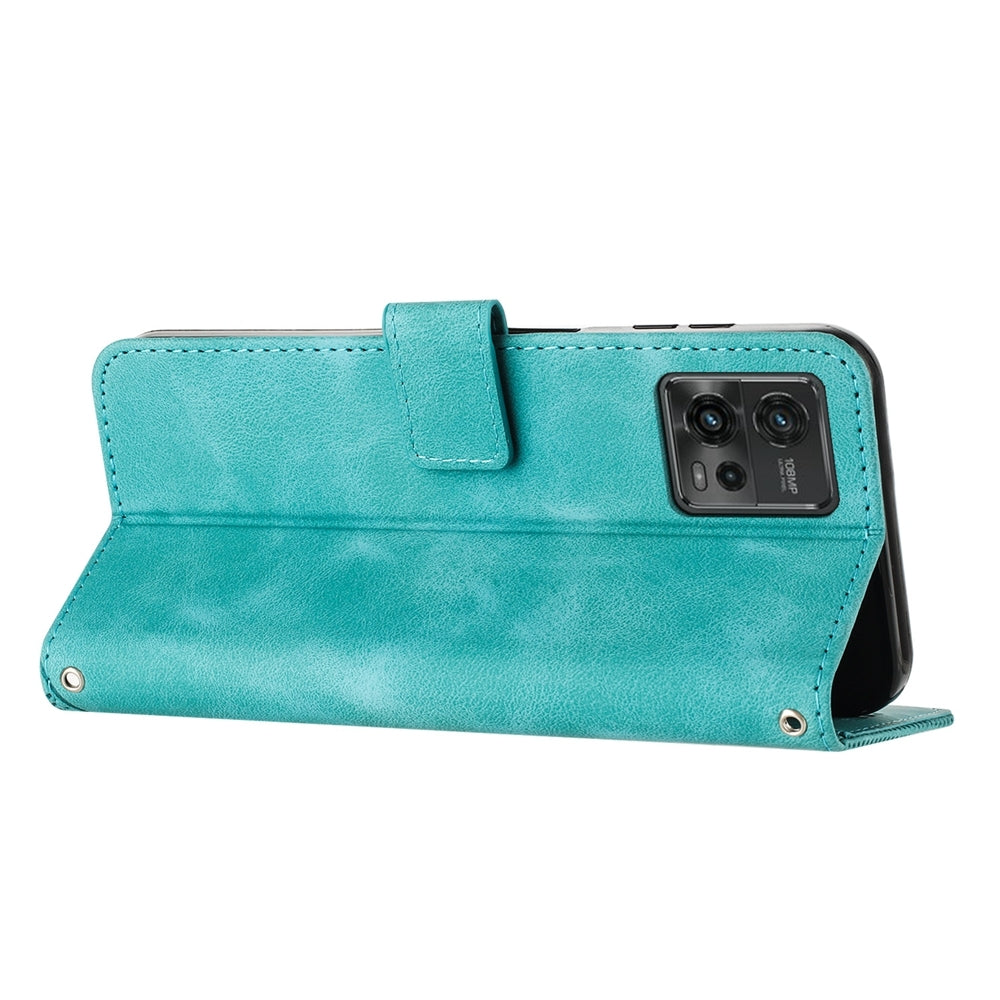 Motorola Moto G72 Dream Triangle Leather Wallet Phone Case with Lanyard, Card Slot, Cash Compartment, Foldable Kickstand, Shockproof PU TPU Protective Cover
