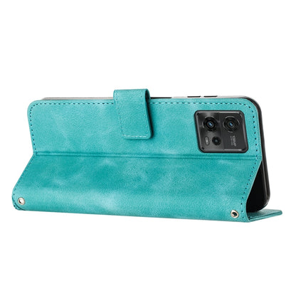 Motorola Moto G72 Dream Triangle Leather Wallet Phone Case with Lanyard, Card Slot, Cash Compartment, Foldable Kickstand, Shockproof PU TPU Protective Cover