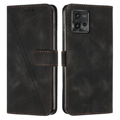 Motorola Moto G72 Dream Triangle Leather Wallet Phone Case with Lanyard, Card Slot, Cash Compartment, Foldable Kickstand, Shockproof PU TPU Protective Cover