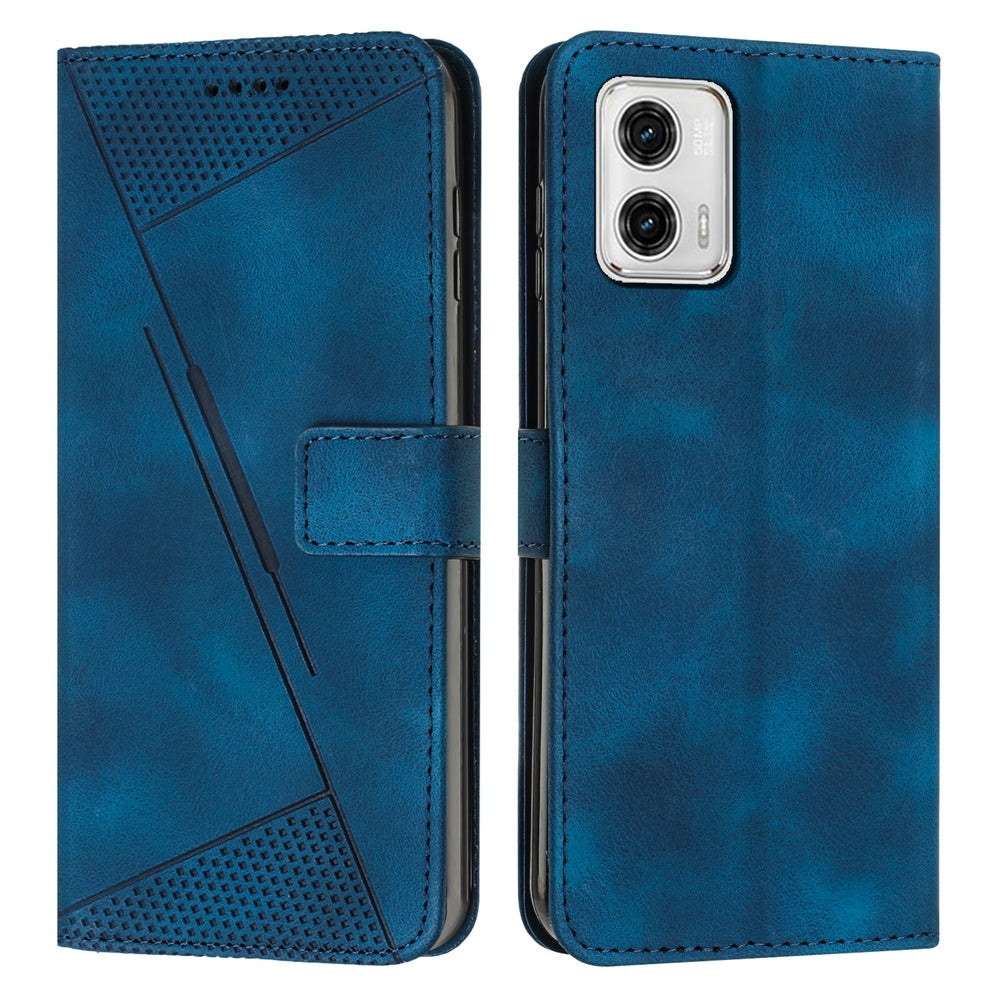 Motorola Moto G73 Dream Triangle Leather Wallet Phone Case with Lanyard, Card Slot, Cash Compartment, Foldable Kickstand, Shockproof PU TPU Protective Cover