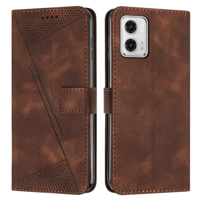 Motorola Moto G73 Dream Triangle Leather Wallet Phone Case with Lanyard, Card Slot, Cash Compartment, Foldable Kickstand, Shockproof PU TPU Protective Cover