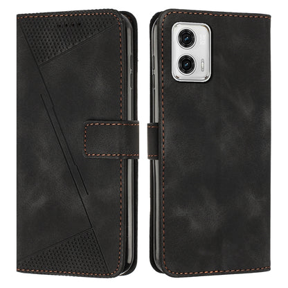 Motorola Moto G73 Dream Triangle Leather Wallet Phone Case with Lanyard, Card Slot, Cash Compartment, Foldable Kickstand, Shockproof PU TPU Protective Cover