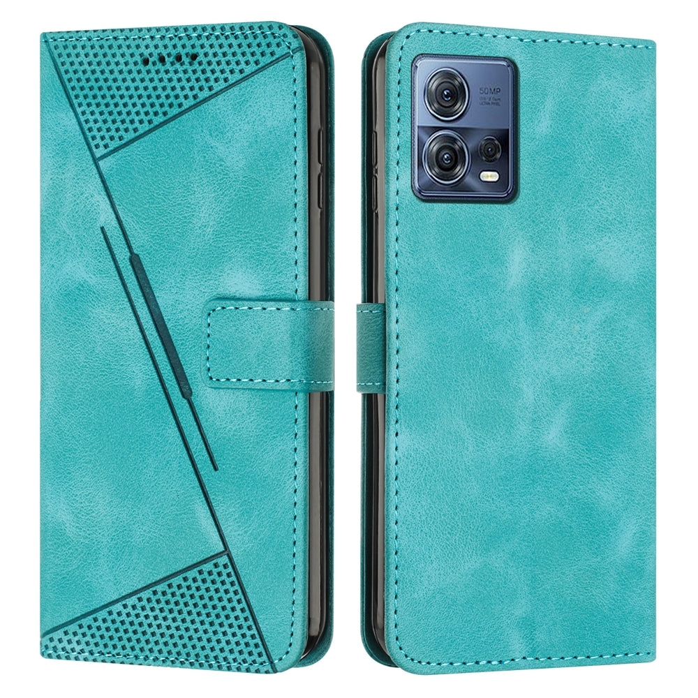 Motorola Edge 30 Fusion Dream Triangle Leather Wallet Phone Case with Lanyard, Card Slot, Cash Compartment, Foldable Kickstand, Shockproof PU TPU Protective Cover