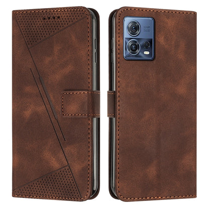 Motorola Edge 30 Fusion Dream Triangle Leather Wallet Phone Case with Lanyard, Card Slot, Cash Compartment, Foldable Kickstand, Shockproof PU TPU Protective Cover