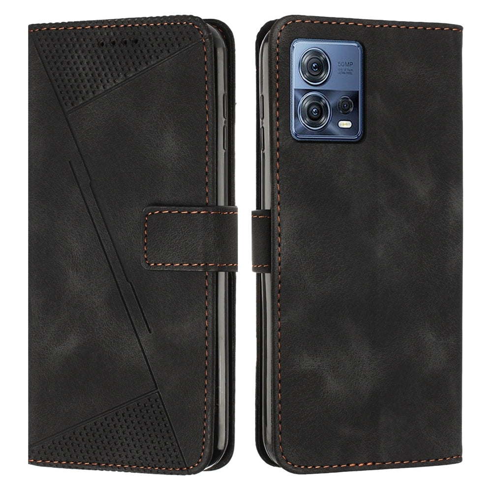Motorola Edge 30 Fusion Dream Triangle Leather Wallet Phone Case with Lanyard, Card Slot, Cash Compartment, Foldable Kickstand, Shockproof PU TPU Protective Cover